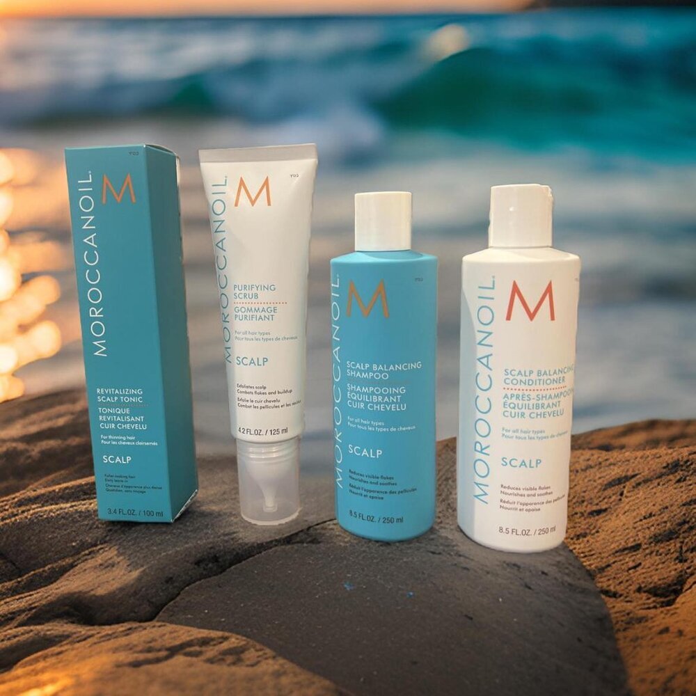Moroccanoil Scalp Balancing Kit Shampoo Conditioner Tonic Pre Shampoo Treatment